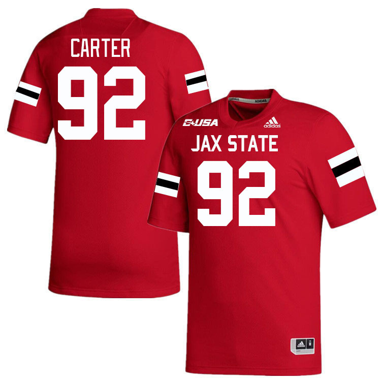 #92 Talan Carter Jacksonville State Gamecocks College Football Jerseys Stitched-Red